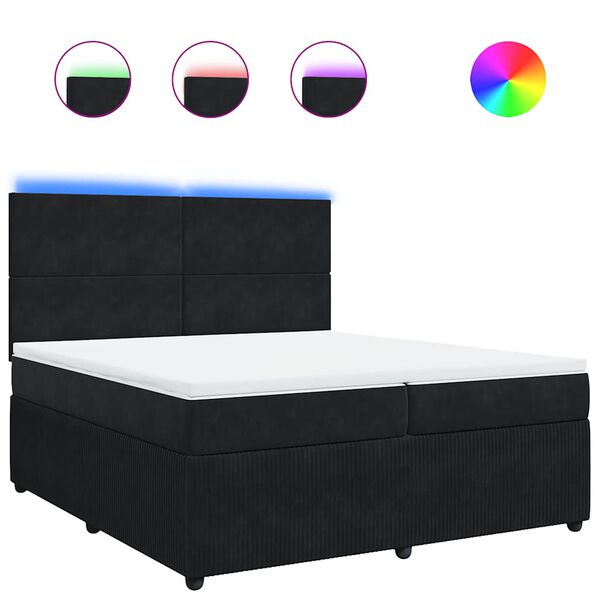 vidaXL Sommier &agrave; lattes de lit et matelas Noir 200x200 cm Velours