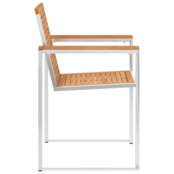 vidaXL Chaises de jardin lot de 2 Bois teck solide et acier inoxydable