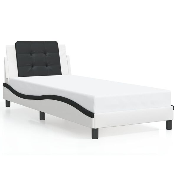 vidaXL Cadre de lit sans matelas Zadar blanc et noir 90x190 cm similicuir