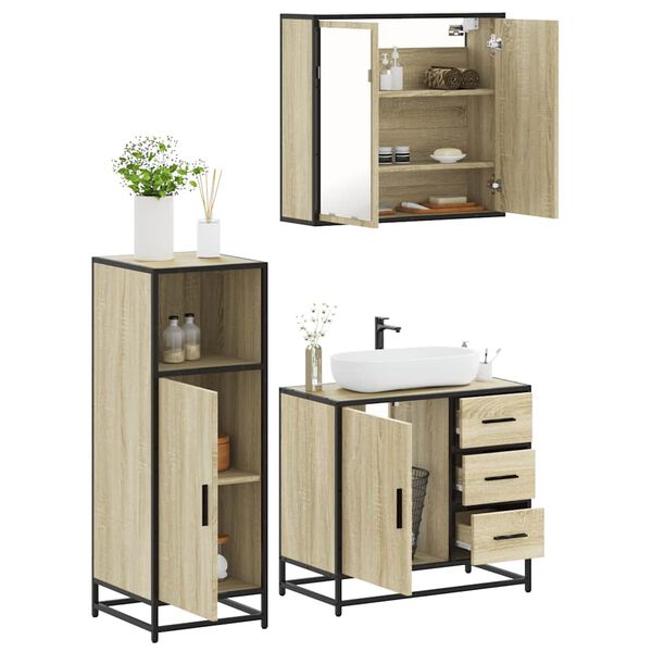 vidaXL Ensemble de meubles de salle de bain 3 pcs ch&ecirc;ne sonoma