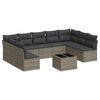 vidaXL Salon de jardin avec coussins 10 pcs gris r&eacute;sine tress&eacute;e