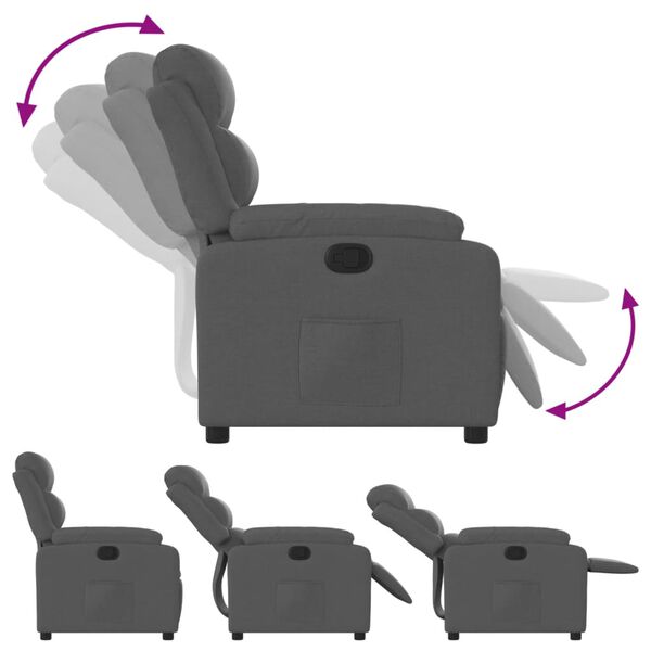 vidaXL Fauteuil inclinable en tissu gris fonc&eacute;