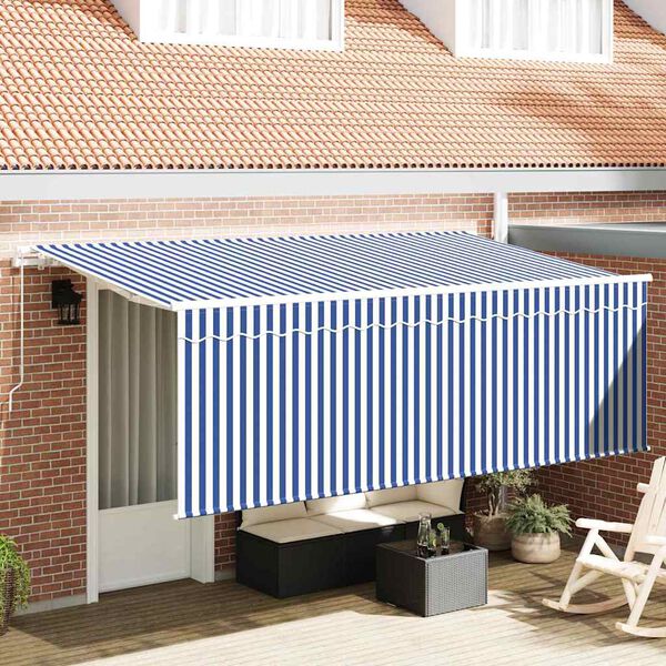 vidaXL Auvent R&eacute;tractable Bleu et Blanc 400 x 200 cm