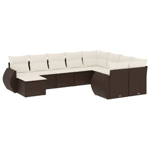 vidaXL Salon de jardin 10 pcs avec coussins marron r&eacute;sine tress&eacute;e