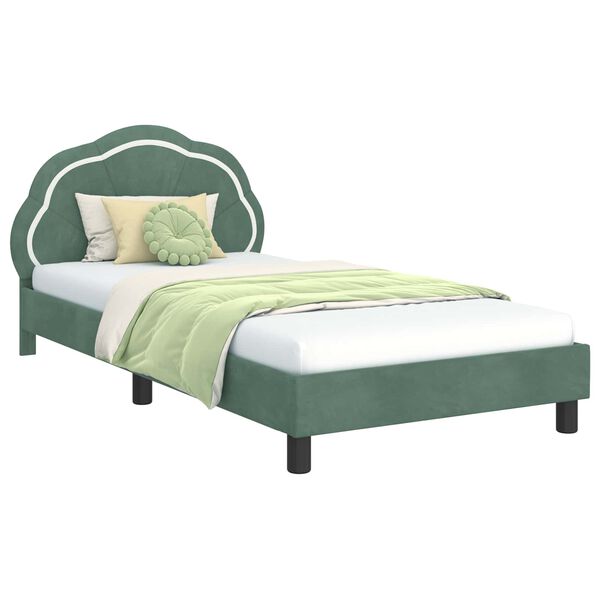 vidaXL Cadre de lit pour enfants avec t&ecirc;te de lit Vert Mer 90 x 190 cm