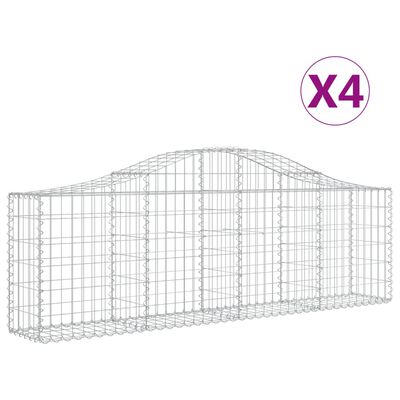 vidaXL Paniers à gabions arqués 4 pcs 200x30x60/80 cm Fer galvanisé