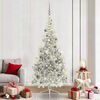 vidaXL Sapin de No&euml;l artificiel pr&eacute;-&eacute;clair&eacute; Argent 210 cm PET