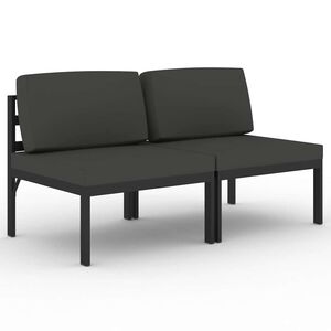 vidaXL Canap&eacute; de jardin 2 places avec coussins Aluminium Anthracite