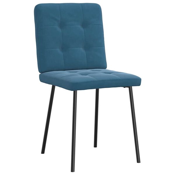 vidaXL Chaises &agrave; manger lot de 4 Bleu Velours