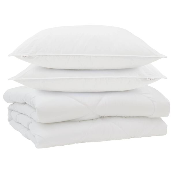vidaXL Couette avec oreiller 3 pcs Blanc Microfibre