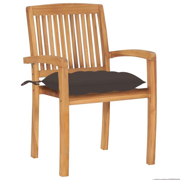 vidaXL Chaises de jardin empilables avec coussins lot de 4 Teck solide