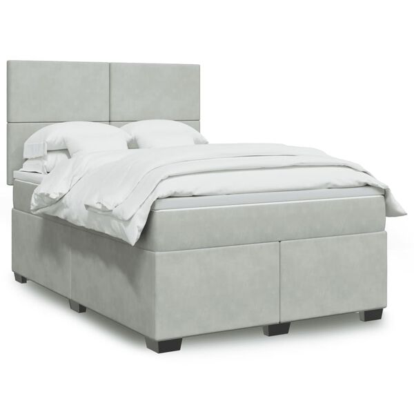 vidaXL Sommier &agrave; lattes de lit et matelas Gris clair 140x190cm Velours