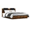 vidaXL Cadre de lit avec LED sans matelas ch&ecirc;ne fum&eacute; 120x200 cm