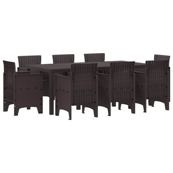 vidaXL Ensemble de salle &agrave; manger pour jardin 9 pcs Marron