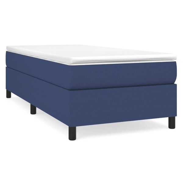 vidaXL Sommier à lattes de lit avec matelas Bleu 90x200 cm Tissu