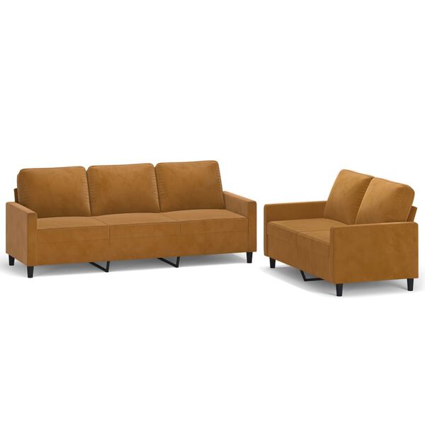 vidaXL Ensemble de canap&eacute;s 2 pcs avec coussins Marron Velours