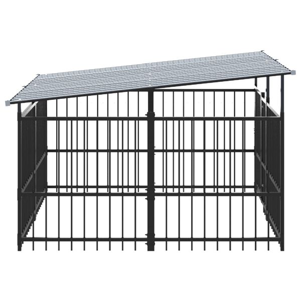 vidaXL Chenil d'ext&eacute;rieur avec toit pour chiens Acier 3,75 m&sup2;