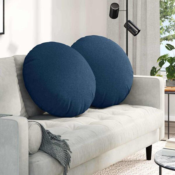 vidaXL Coussins de si&egrave;ge 2 pcs Bleu &Oslash;60 x 21 cm tissu