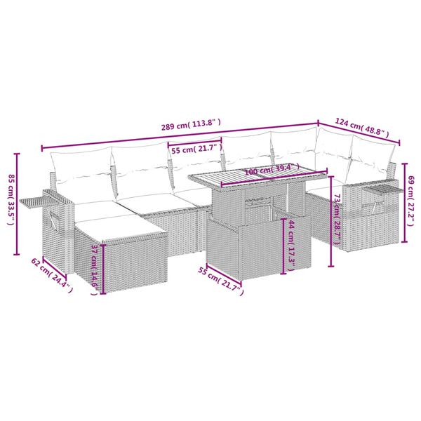 vidaXL Salon de jardin 8 pcs avec coussins gris r&eacute;sine tress&eacute;e