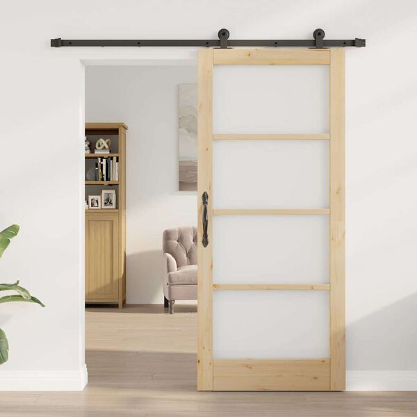 vidaXL Porte coulissante ORKDAL Naturel et Noir 86 x 198,5 cm