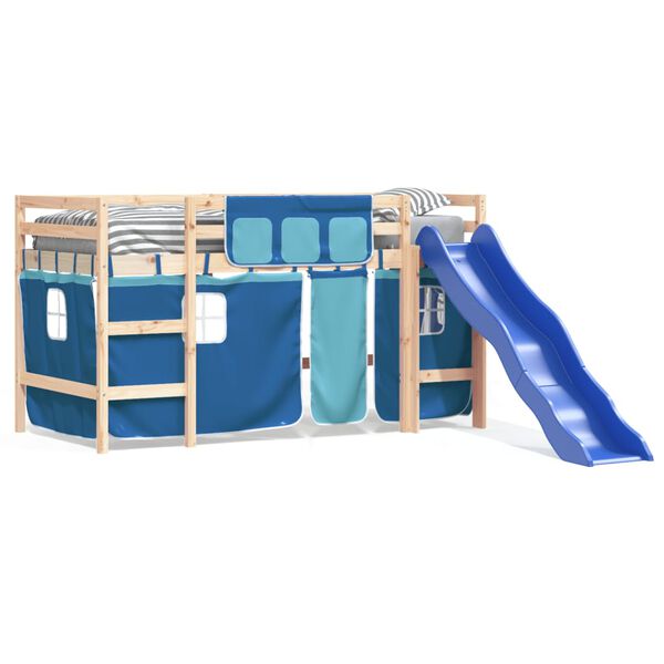 vidaXL Lit mezzanine enfants avec rideaux sans matelas bleu 80x200cm