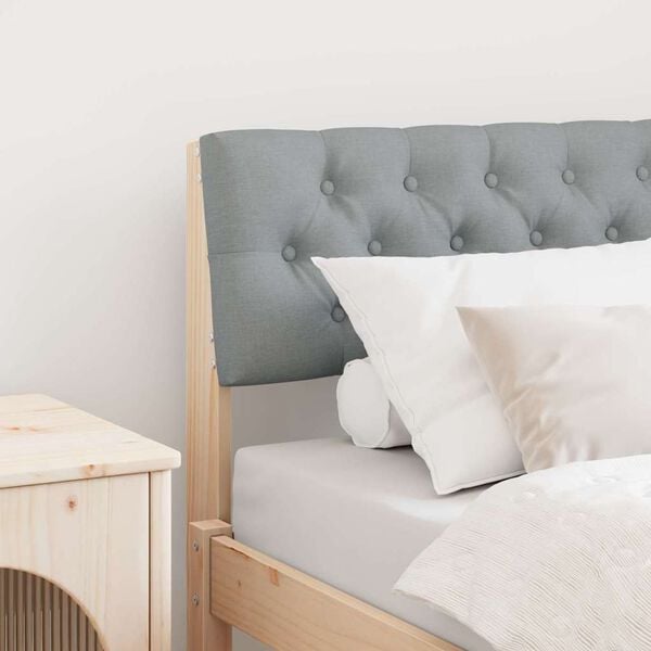 vidaXL T&ecirc;te de lit capitonn&eacute;e Gris clair 75 cm Pin massif