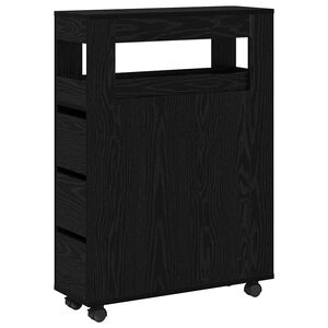 vidaXL Ensemble de mobilier de salle de bain avec roue Ch&ecirc;ne noir