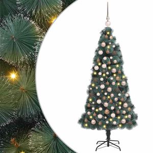 vidaXL Sapin de No&euml;l artificiel pr&eacute;-&eacute;clair&eacute; avec set de boules 120 cm