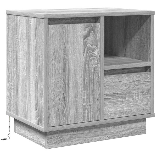 vidaXL Cabinet de chevet Gris 50 x 34,5 x 50 cm. Bois d'ing&eacute;nierie