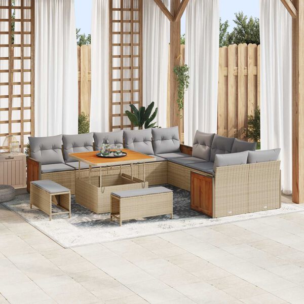 vidaXL Ensemble de canap&eacute; de jardin 17 pcs Beige et Gris clair