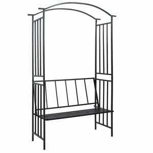 vidaXL Vo&ucirc;te de jardin avec banc Noir 128x50x207 cm Fer
