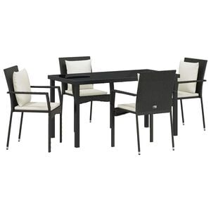 vidaXL Ensemble de salle &agrave; manger pour jardin 5 pc Noir polyrotin