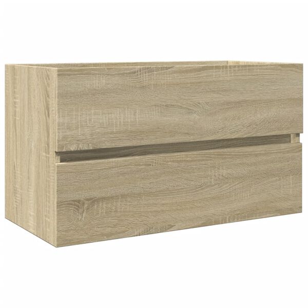 vidaXL Ensemble de meubles de bain 2pcs c&eacute;ramique et bois d'ing&eacute;nierie