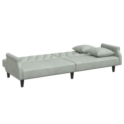 vidaXL Canapé-lit avec accoudoirs gris clair velours
