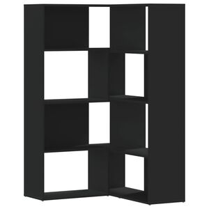 vidaXL Biblioth&egrave;que d'angle &agrave; 4 niveaux noir bois d'ing&eacute;nierie