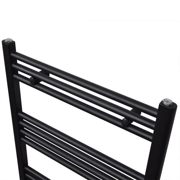vidaXL Sèche-serviettes eau chaude à rails droits noir 500 x 1160 mm