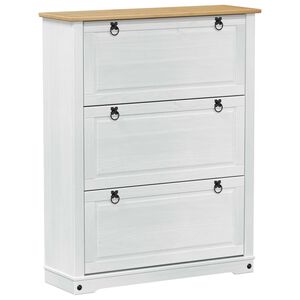 vidaXL Cabinet &agrave; chaussures Corona Blanc 99 x 32 x 122 cm Pin massif