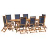 vidaXL Ensemble &agrave; manger de jardin 9pcs bois d'acacia solide textil&egrave;ne