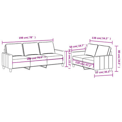 vidaXL Ensemble de canapés 2 pcs avec coussins Taupe Tissu