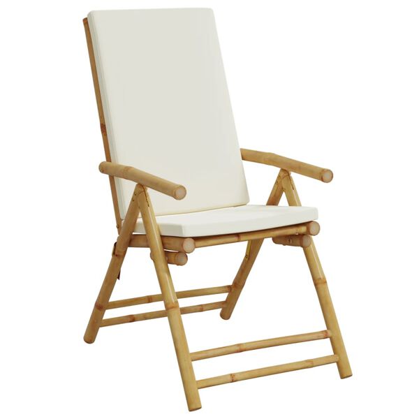 vidaXL Chaises inclinables de jardin pliantes lot de 2 coussins bambou