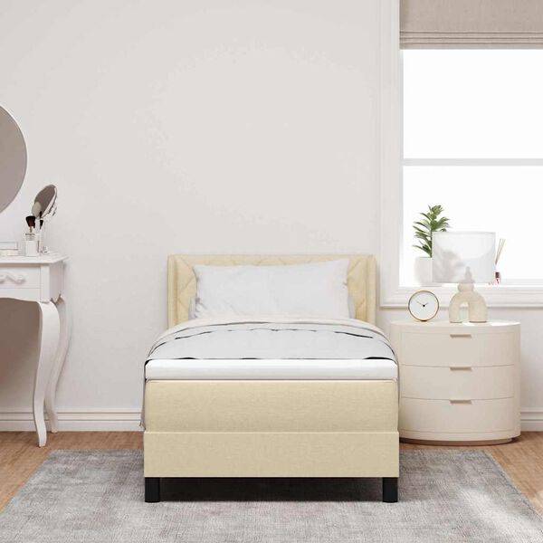 vidaXL Lit boxspring avec matelas avec matelas Cr&egrave;me 100 x 200 cm