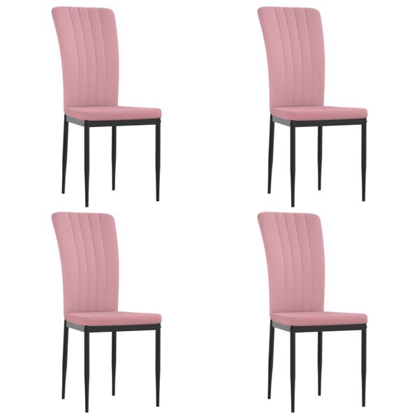 vidaXL Chaises &agrave; manger lot de 4 Rose Velours