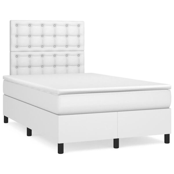 vidaXL Sommier &agrave; lattes de lit avec matelas blanc 120x190cm similicuir