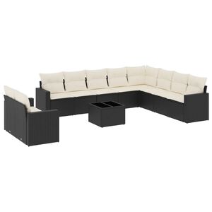 vidaXL Salon de jardin 11 pcs avec coussins noir r&eacute;sine tress&eacute;e