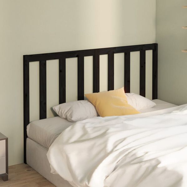 vidaXL T&ecirc;te de lit Noir 141x4x100 cm Bois massif de pin
