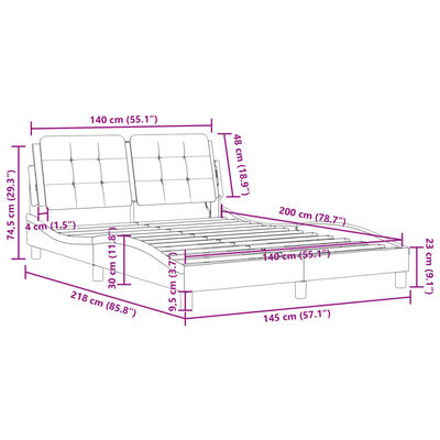 vidaXL Cadre de lit avec LED sans matelas marron 140x200 cm