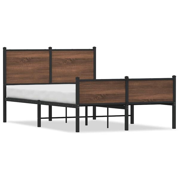 vidaXL Cadre de lit en m&eacute;tal sans matelas ch&ecirc;ne marron 120x190 cm