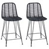 vidaXL Chaise de bar 2 pc Noir 44,5 x 54,5 x 97,5 cm Rotin et m&eacute;tal