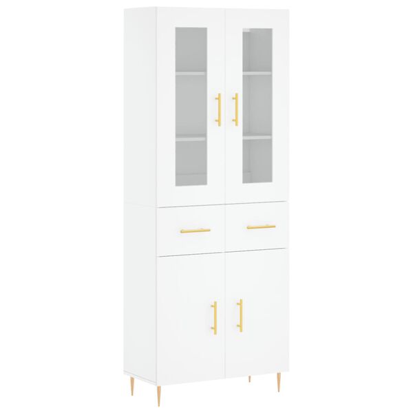 vidaXL Buffet haut Blanc 69,5x34x180 cm Bois d'ing&eacute;nierie