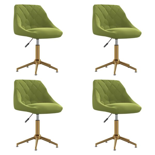 vidaXL Chaises pivotantes &agrave; manger lot de 4 vert clair velours